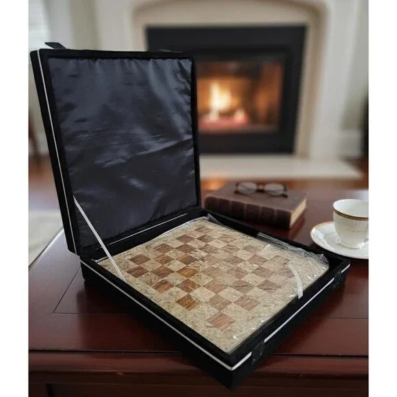 Handmade Marble Chess Set Brown chess Board & Pieces storage box Christmas gift - Picture 13 of 16